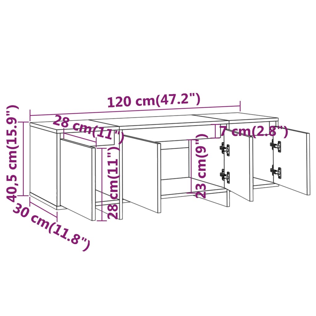 Tv Cabinet Grey Sonoma 120X30x40.5 Cm Engineered Wood