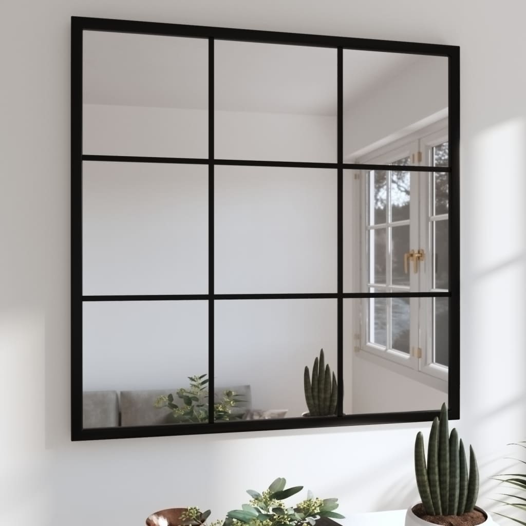 Wall Mirror Black 60X60 Cm Metal