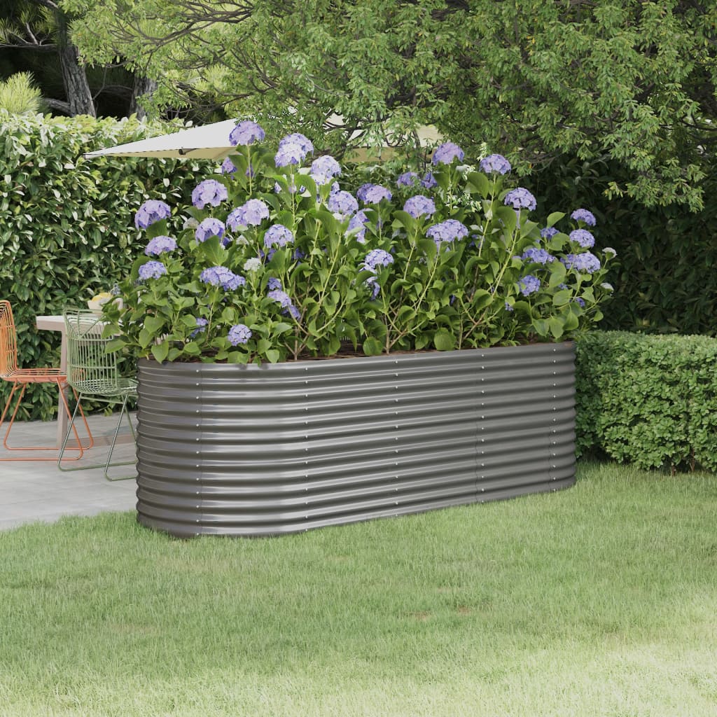 Garden Raised Bed Powder-Coated Steel 224X80x68 Cm Grey