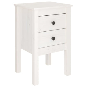 Bedside Cabinet White 40X35x61.5 Cm Solid Wood Pine