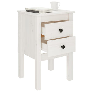 Bedside Cabinet White 40X35x61.5 Cm Solid Wood Pine