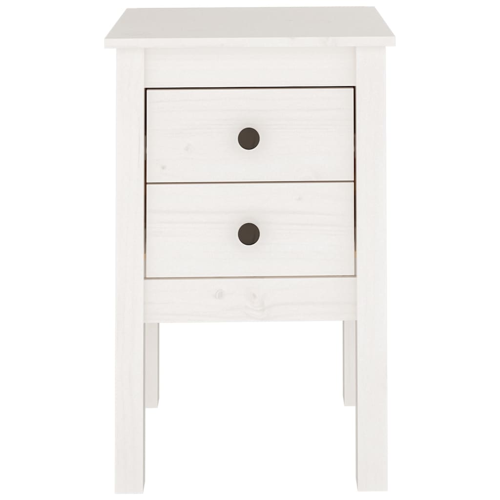 Bedside Cabinet White 40X35x61.5 Cm Solid Wood Pine