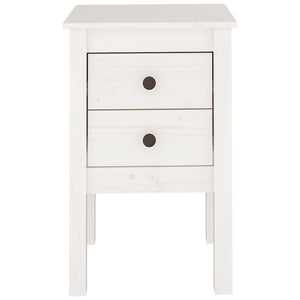 Bedside Cabinet White 40X35x61.5 Cm Solid Wood Pine