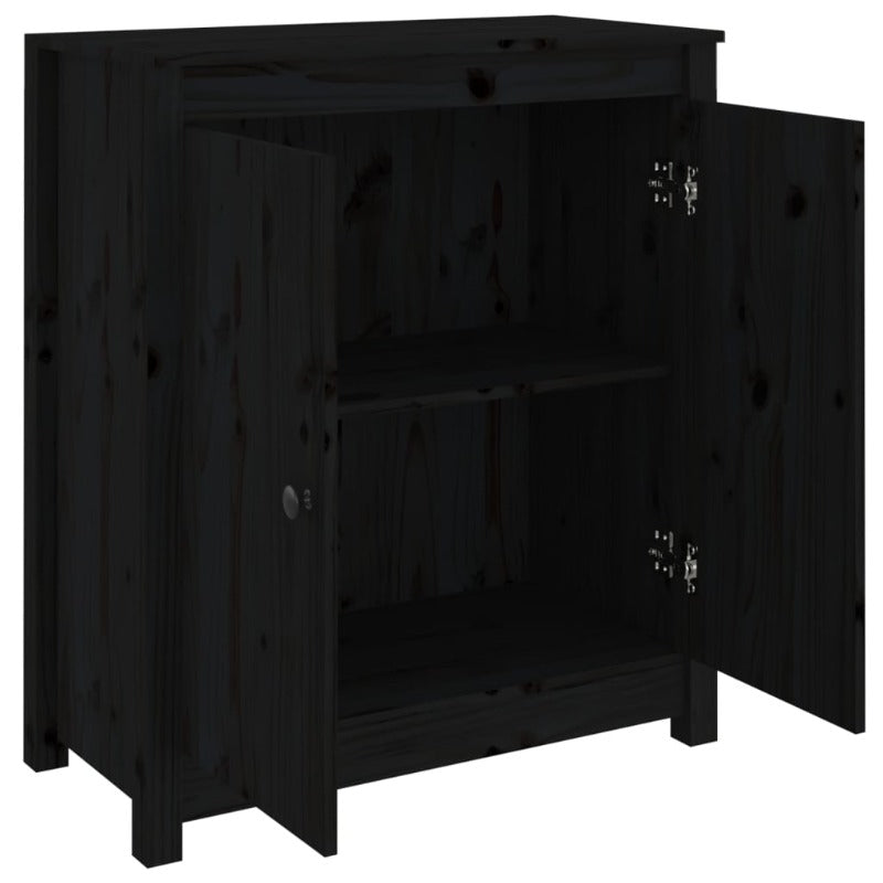 Sideboard Black 70X35x80 Cm Solid Wood Pine