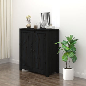 Sideboard Black 70X35x80 Cm Solid Wood Pine