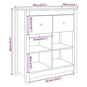 Sideboard 70X35x80 Cm Solid Wood Pine