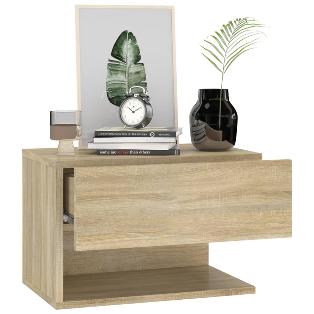 Wall-Mounted Bedside Cabinet Sonoma Oak