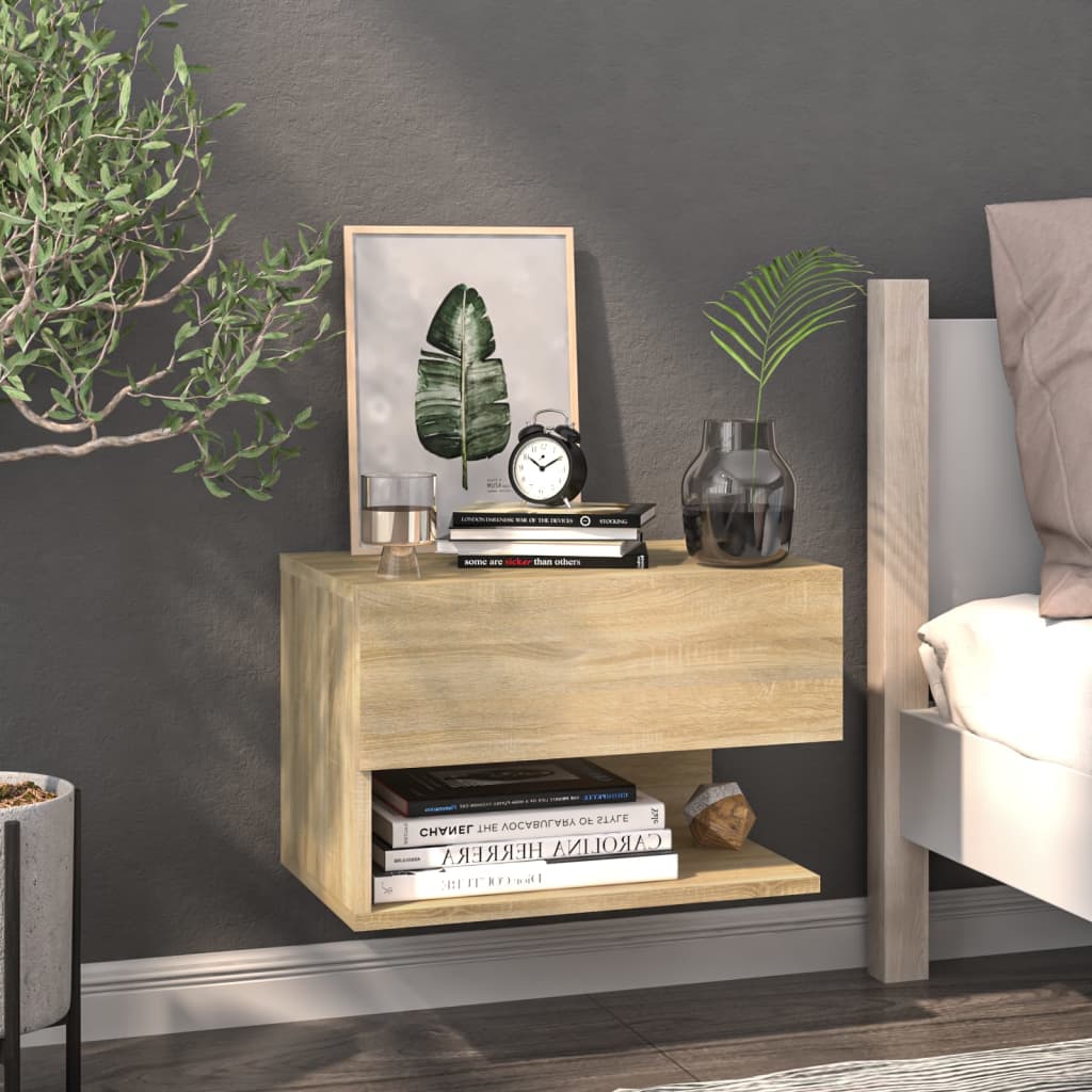 Wall-Mounted Bedside Cabinet Sonoma Oak