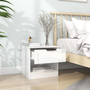 Bedside Cabinets 2 Pcs High Gloss White Engineered Wood