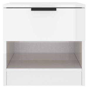 Bedside Cabinets 2 Pcs High Gloss White Engineered Wood