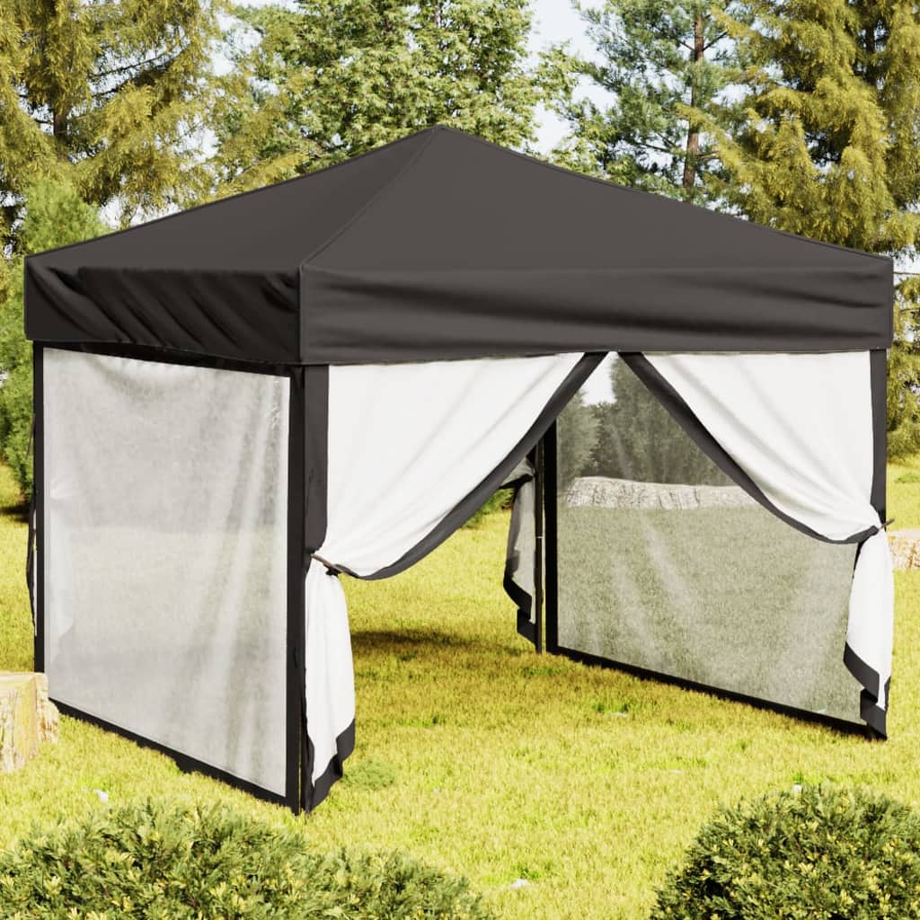 Folding Party Tent With Sidewalls Anthracite 3X3 M