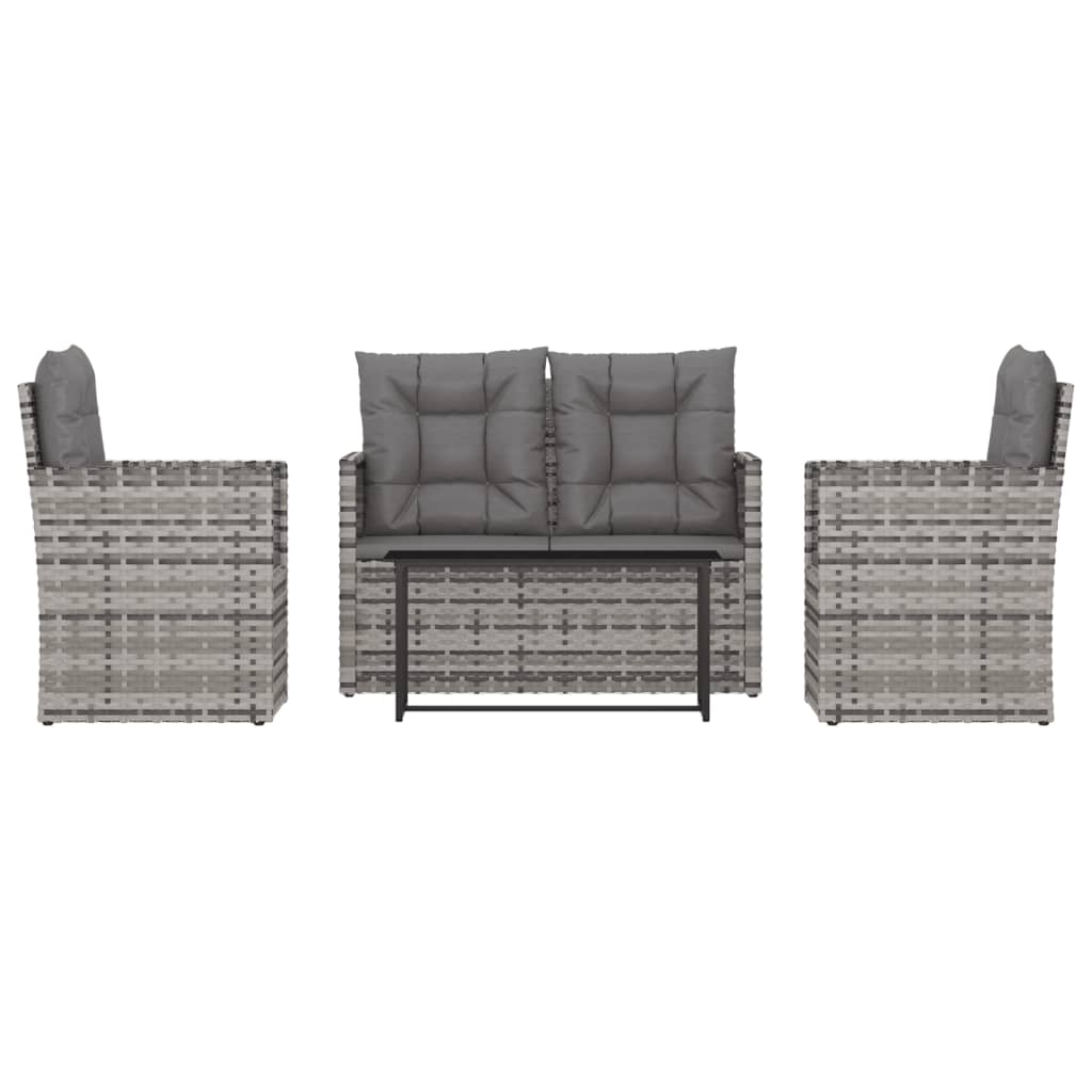 4 Piece Outdoor Lounge Set With Cushions Poly Rattan Grey