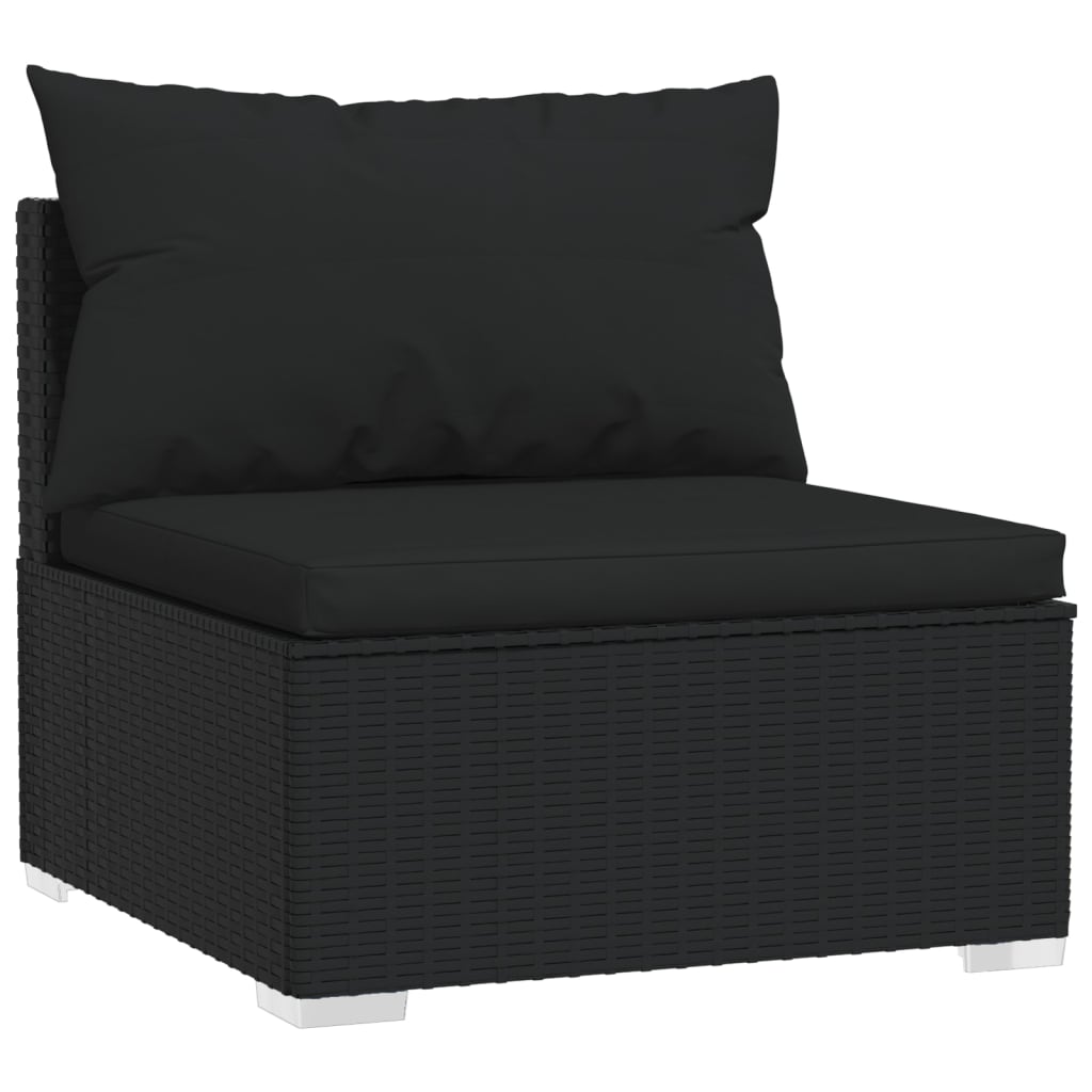 5 Piece Garden Lounge Set With Cushions Poly Rattan Black