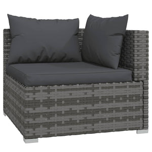 10 Piece Garden Lounge Set With Cushions Grey Poly Rattan