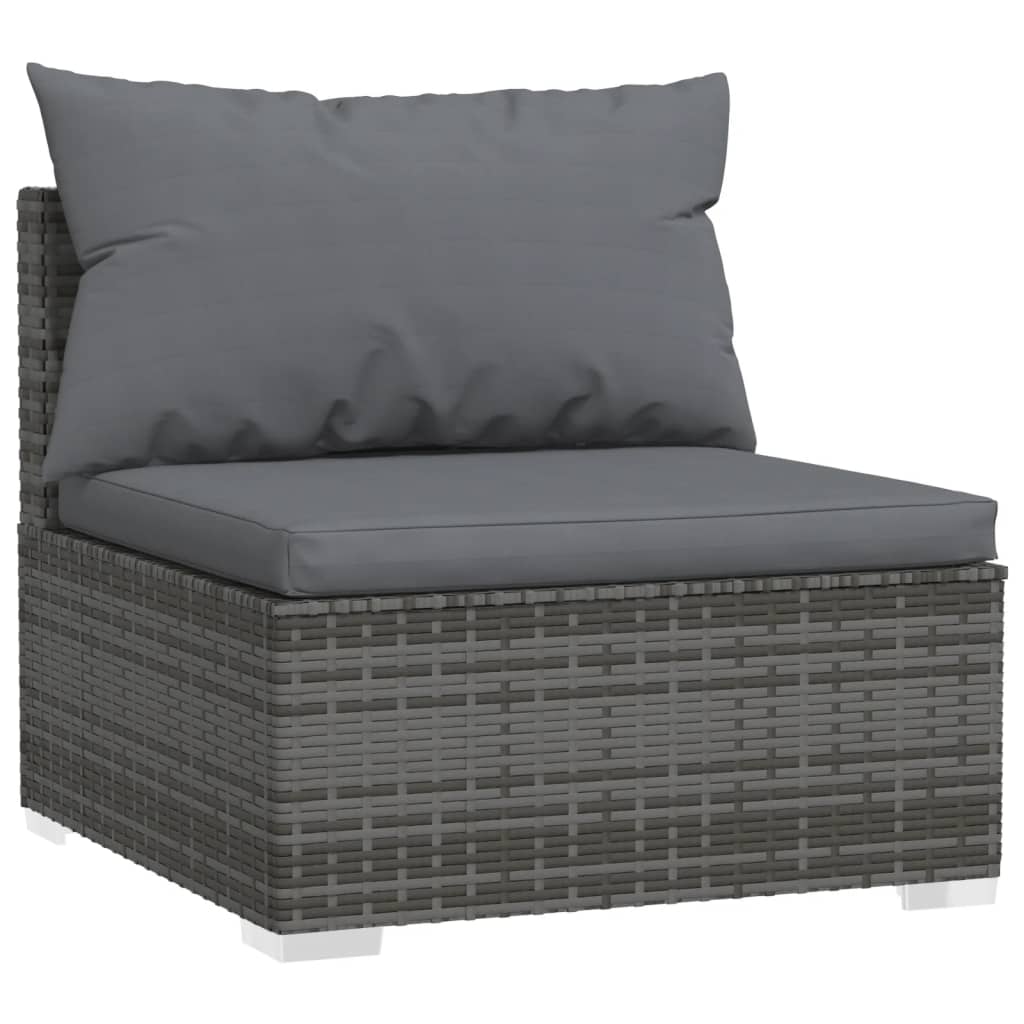 10 Piece Garden Lounge Set With Cushions Grey Poly Rattan