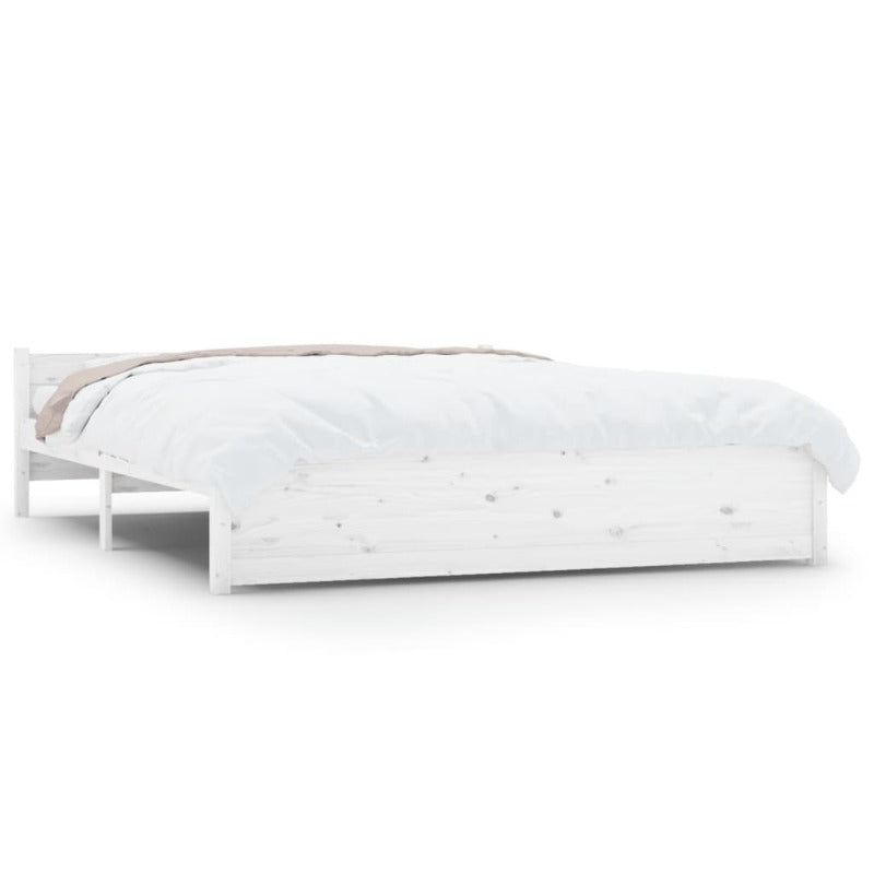 Bed Frame White Solid Wood 153X203 Cm Queen Size