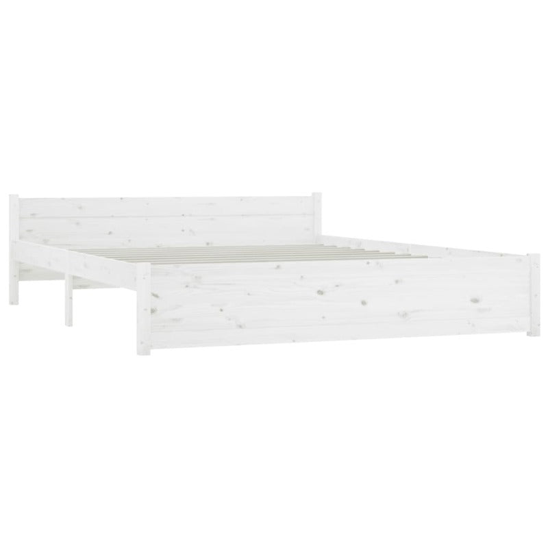 Bed Frame White Solid Wood 153X203 Cm Queen Size