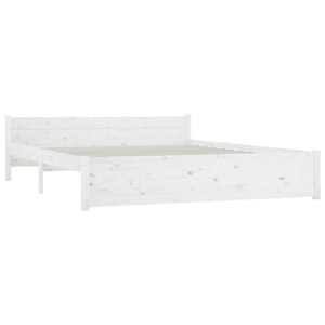 Bed Frame White Solid Wood 153X203 Cm Queen Size