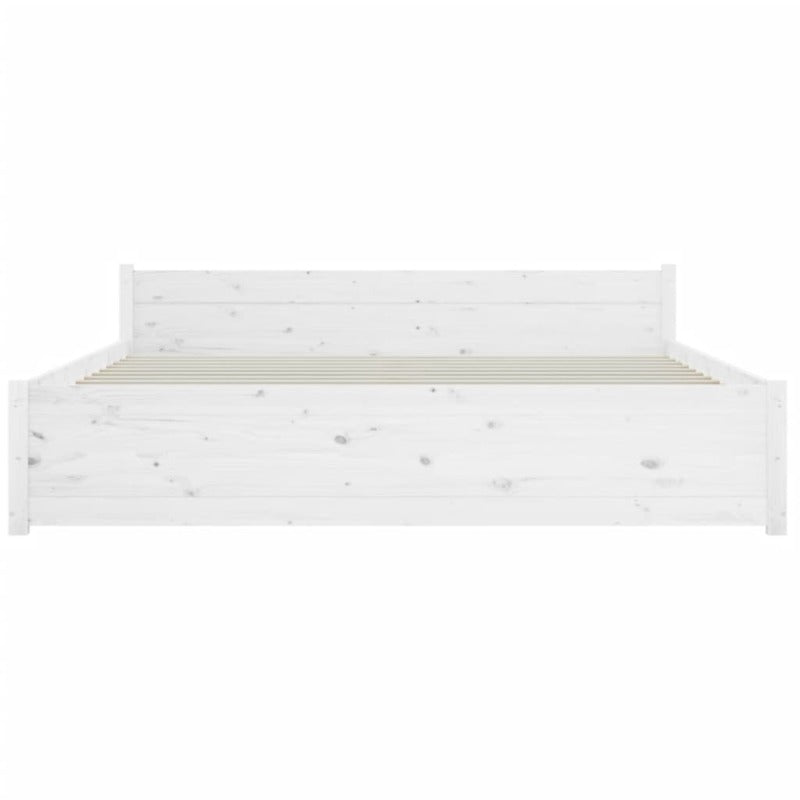 Bed Frame White Solid Wood 153X203 Cm Queen Size