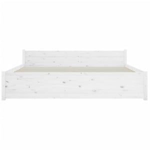 Bed Frame White Solid Wood 153X203 Cm Queen Size