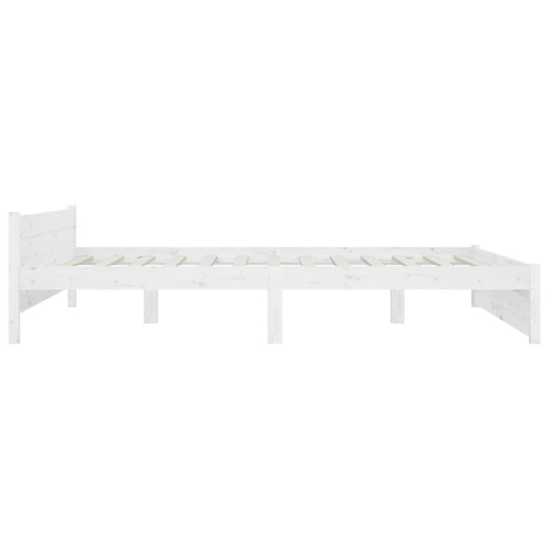 Bed Frame White Solid Wood 153X203 Cm Queen Size