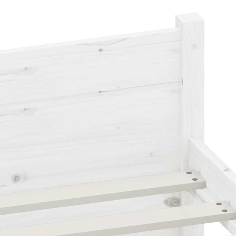 Bed Frame White Solid Wood 153X203 Cm Queen Size