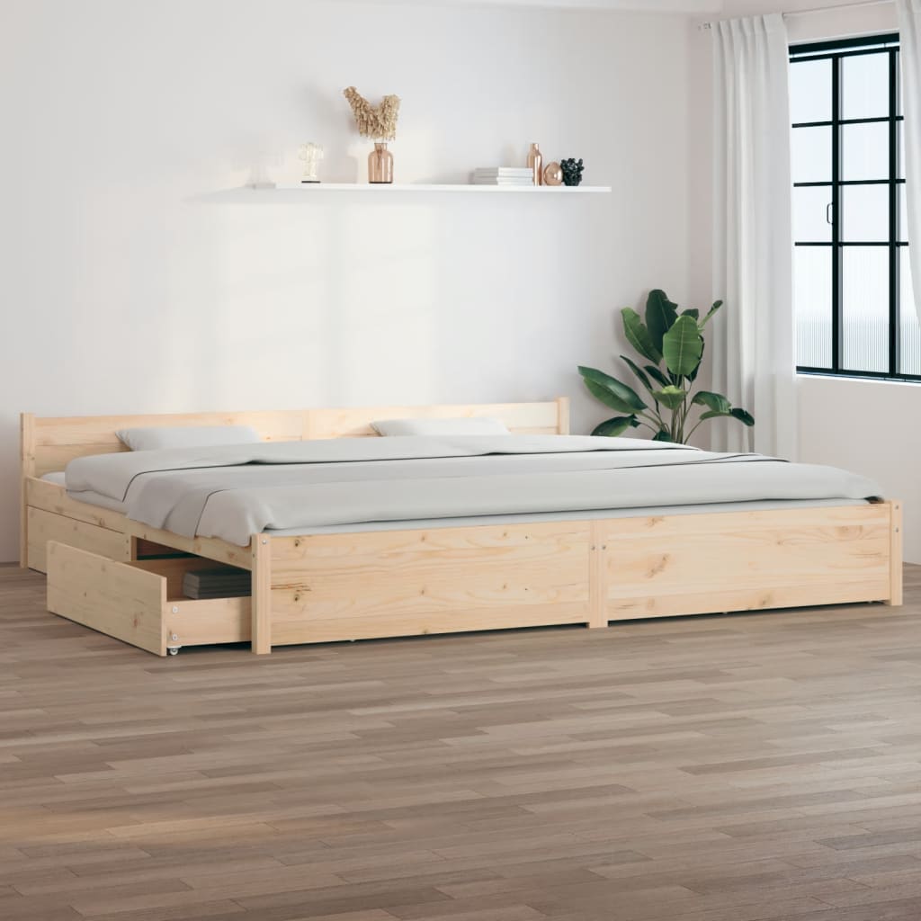 Bed Frame With Drawers 183X203 Cm King Size