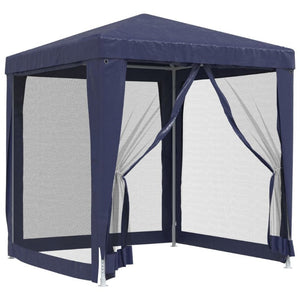 Party Tent With 4 Mesh Sidewalls Blue 2X2 Hdpe