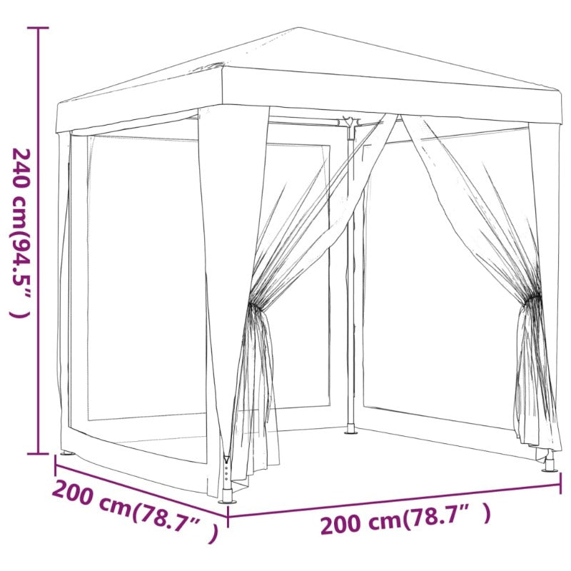 Party Tent With 4 Mesh Sidewalls Blue 2X2 Hdpe