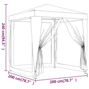 Party Tent With 4 Mesh Sidewalls Blue 2X2 Hdpe