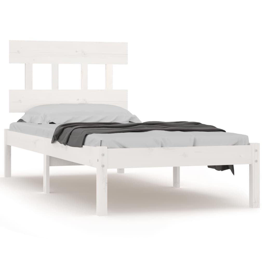 Bed Frame White Solid Wood 92X187 Cm Single Size