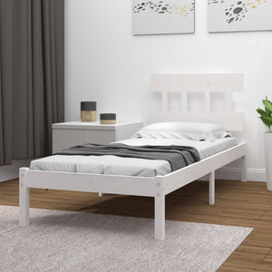 Bed Frame White Solid Wood 92X187 Cm Single Size