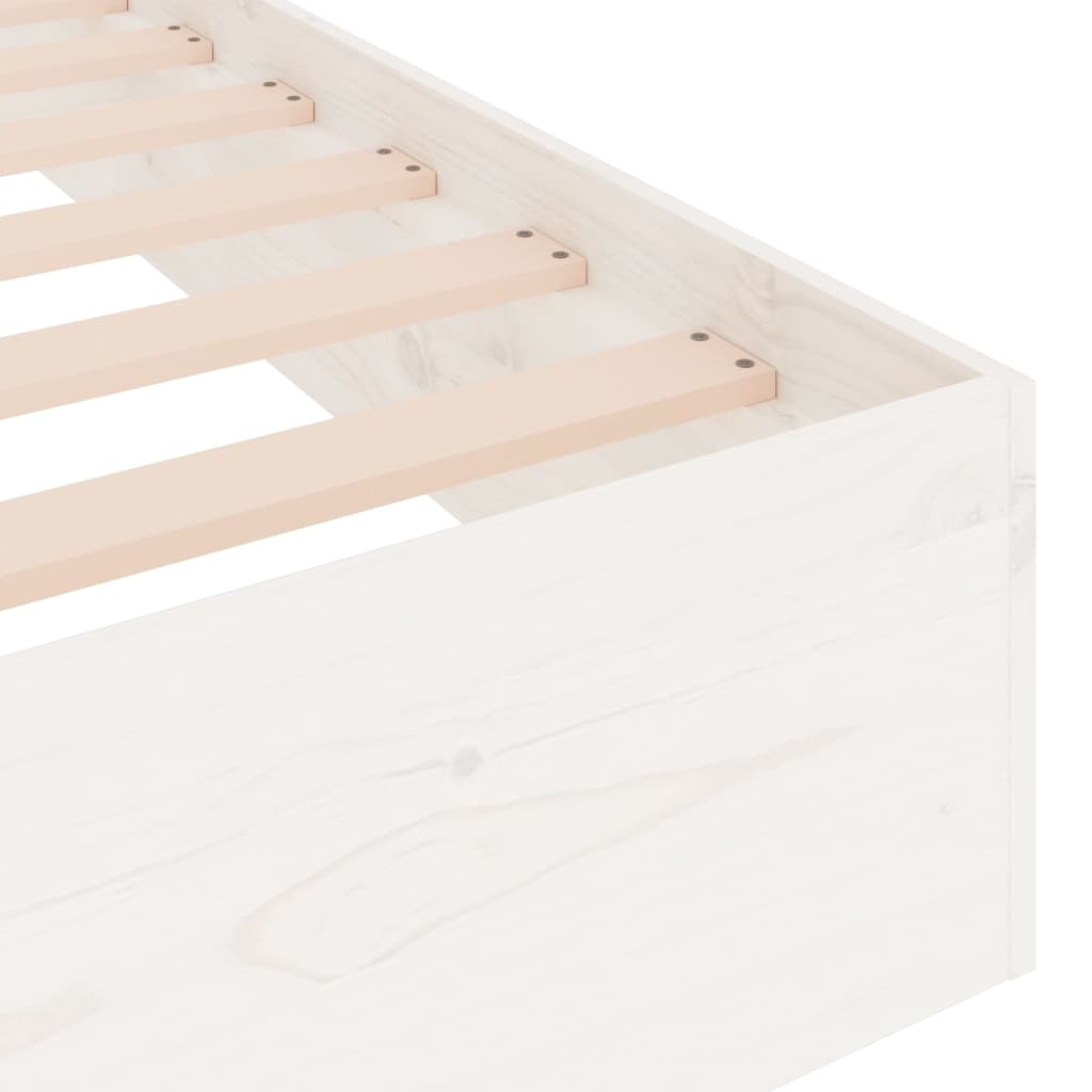 Bed Frame White Solid Wood 153X203 Cm Queen Size