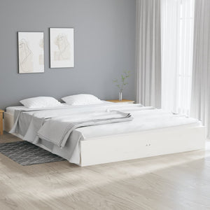 Bed Frame White Solid Wood 153X203 Cm Queen Size