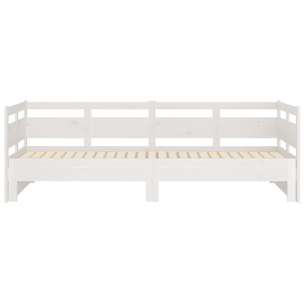 Pull-Out Day Bed White Solid Wood Pine 2X(92X187) Cm Single Size