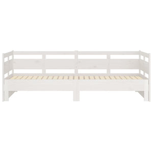 Pull-Out Day Bed White Solid Wood Pine 2X(92X187) Cm Single Size