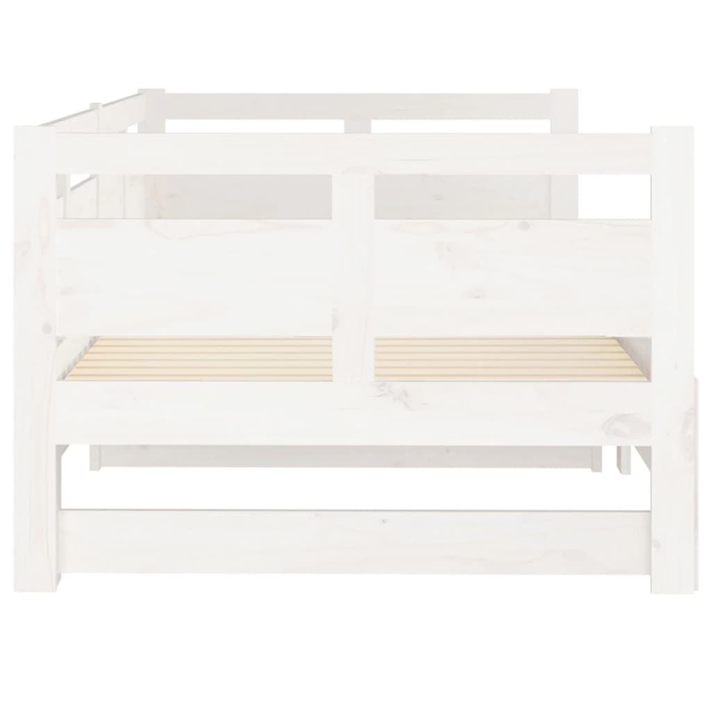 Pull-Out Day Bed White Solid Wood Pine 2X(92X187) Cm Single Size