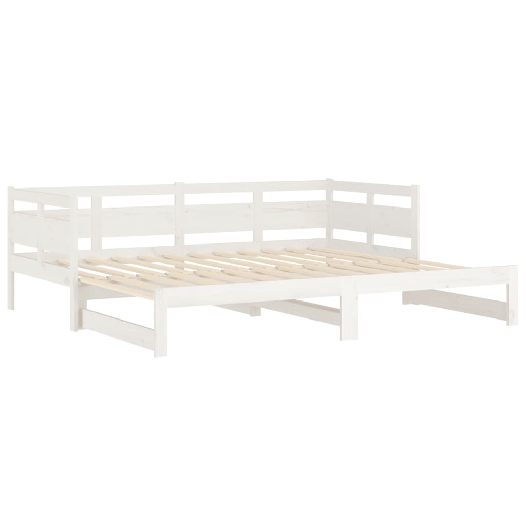 Pull-Out Day Bed White Solid Wood Pine 2X(92X187) Cm Single Size