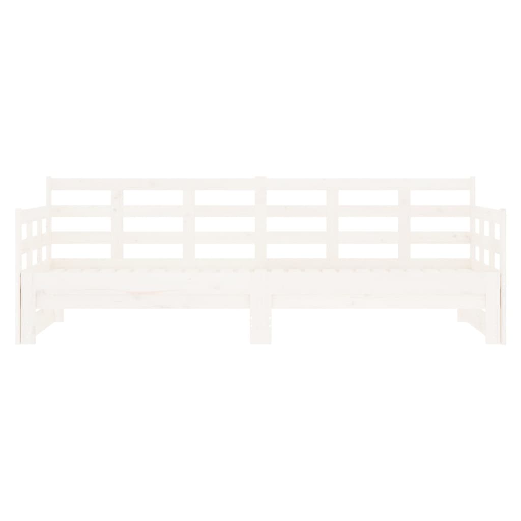 Pull-Out Day Bed White Solid Wood Pine 2X(92X187) Cm Single Size