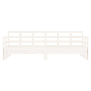 Pull-Out Day Bed White Solid Wood Pine 2X(92X187) Cm Single Size