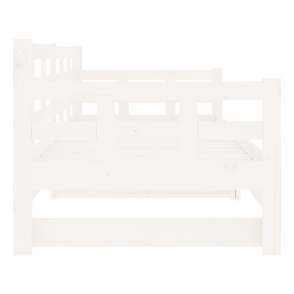 Pull-Out Day Bed White Solid Wood Pine 2X(92X187) Cm Single Size