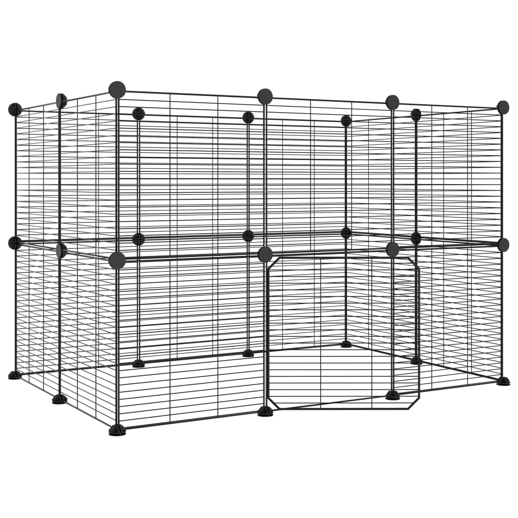 20-Panel Pet Cage With Door Black 35X35 Cm Steel