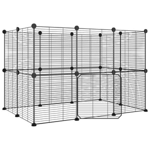 20-Panel Pet Cage With Door Black 35X35 Cm Steel