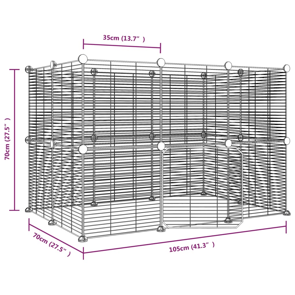 20-Panel Pet Cage With Door Black 35X35 Cm Steel