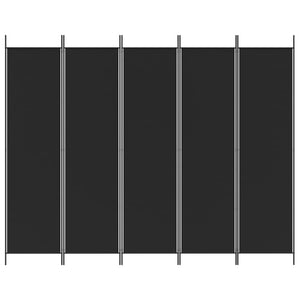 5-Panel Room Divider Black 250X200 Cm Fabric