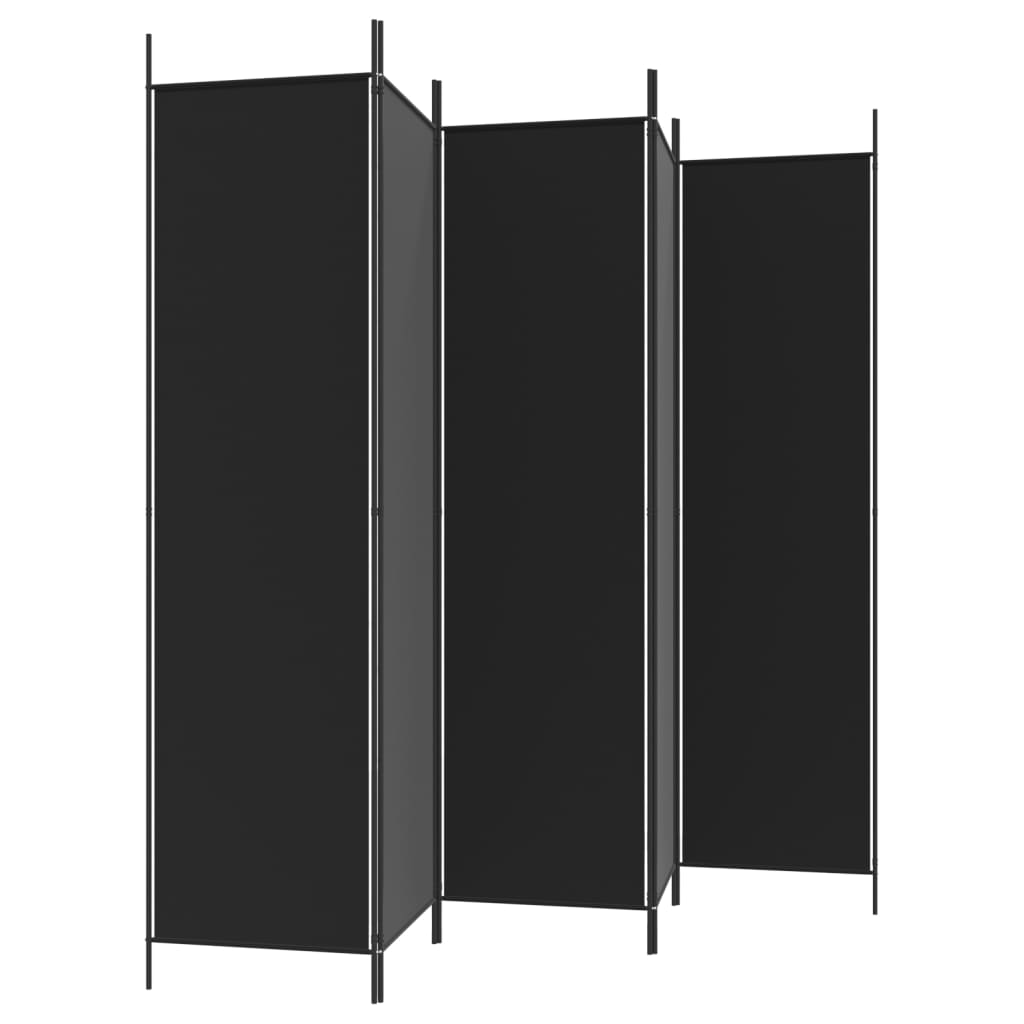 5-Panel Room Divider Black 250X200 Cm Fabric