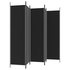 5-Panel Room Divider Black 250X200 Cm Fabric