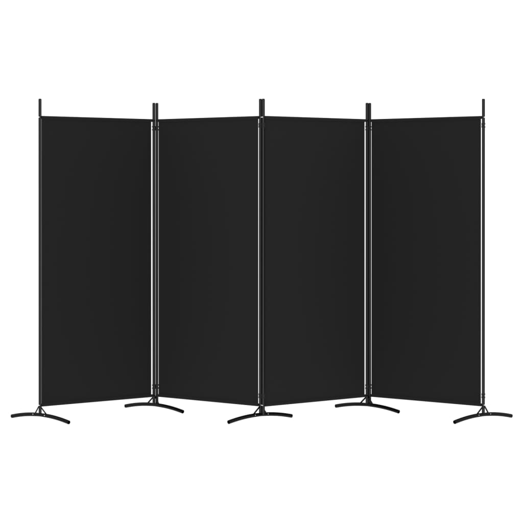 4-Panel Room Divider Black 346X180 Cm Fabric