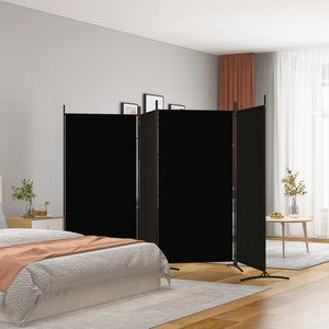 4-Panel Room Divider Black 346X180 Cm Fabric