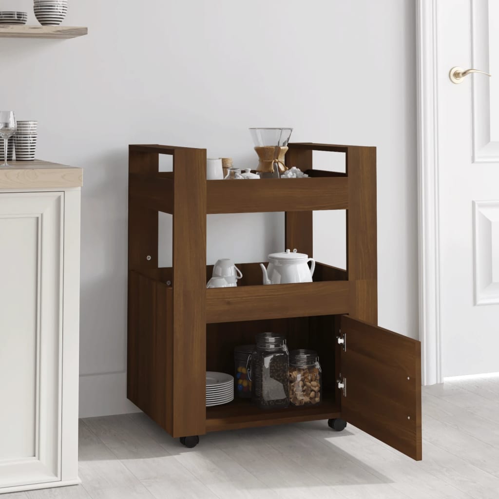 Kitchen Trolley Brown Oak 60X45x80 Cm Engineered Wood